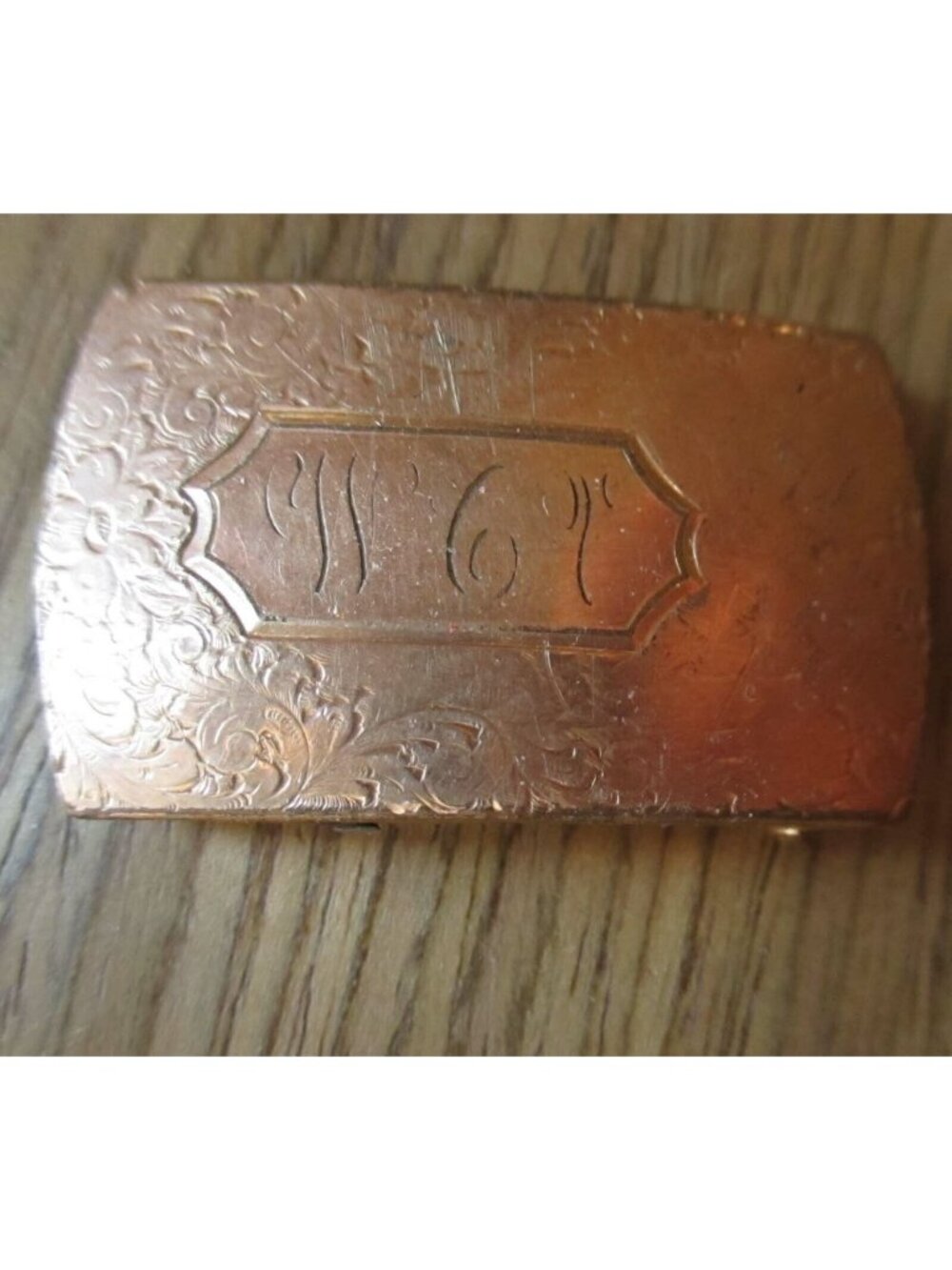 Antique Canvas Webbed 1" Belt Buckle Engraved Vintage MONGRAM Army Military Web
